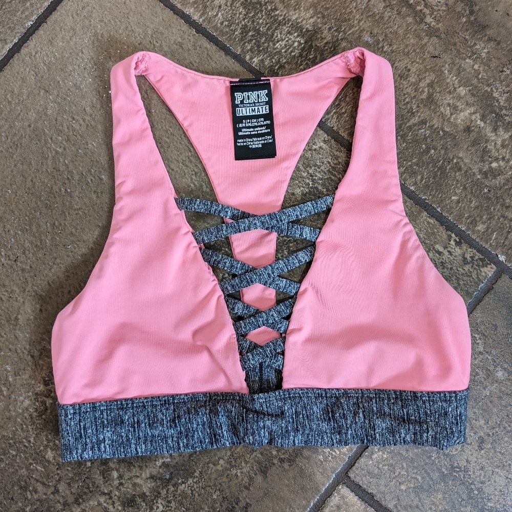 Pink Victoria's Secret Ultimate sports bra unlined size S.